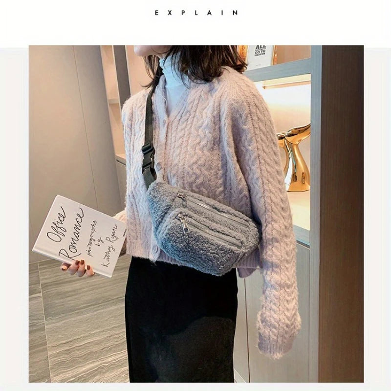 Riñonera de Pana de Peluche Elegante | Bolso Bandolera Versátil