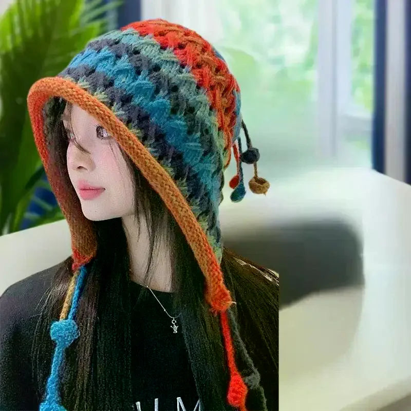 Women's Cute Bear Plush Knitted Hat | Cozy Winter Beanie