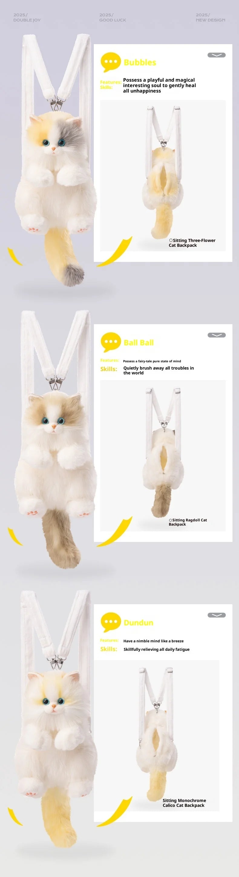 Cute Cat Plush Backpack | Adorable Stuffed Animal Toy for Girls