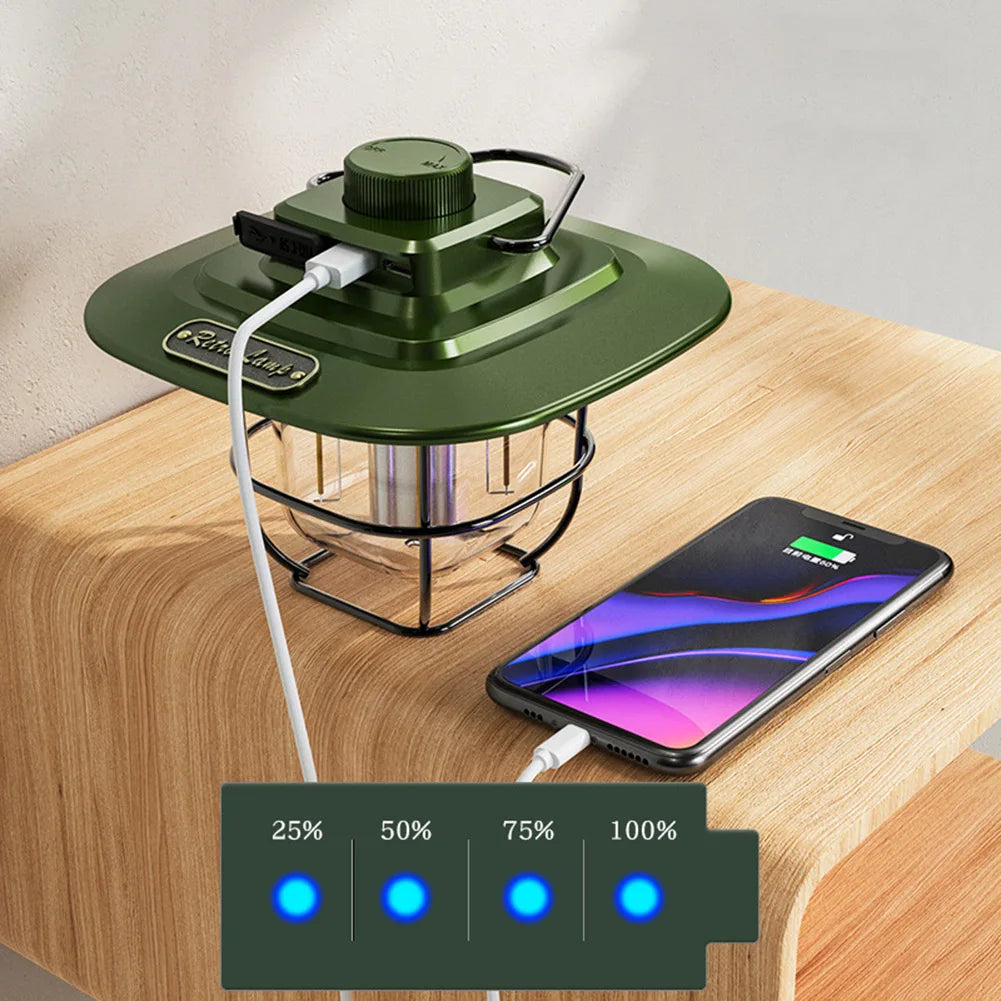 Linterna de camping retro LED | Luz regulable impermeable para tiendas de campaña