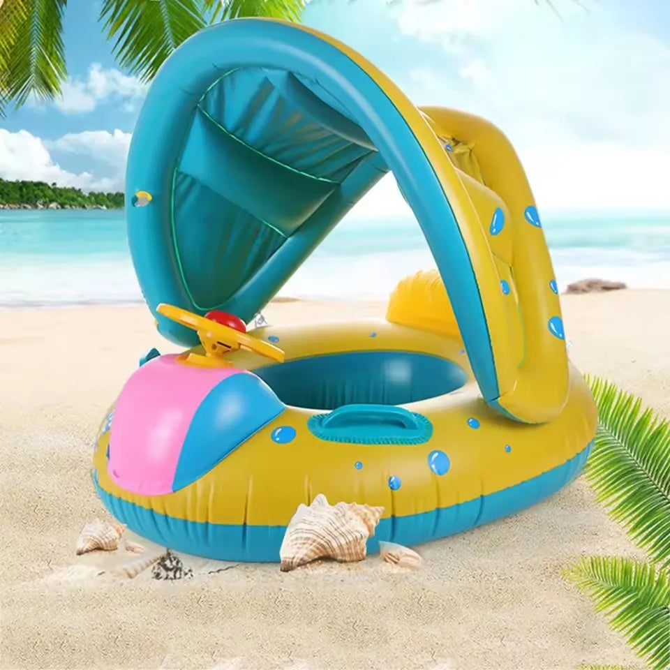 Inflatable Baby Swimming Ring with Parasol | Safe Pool Float