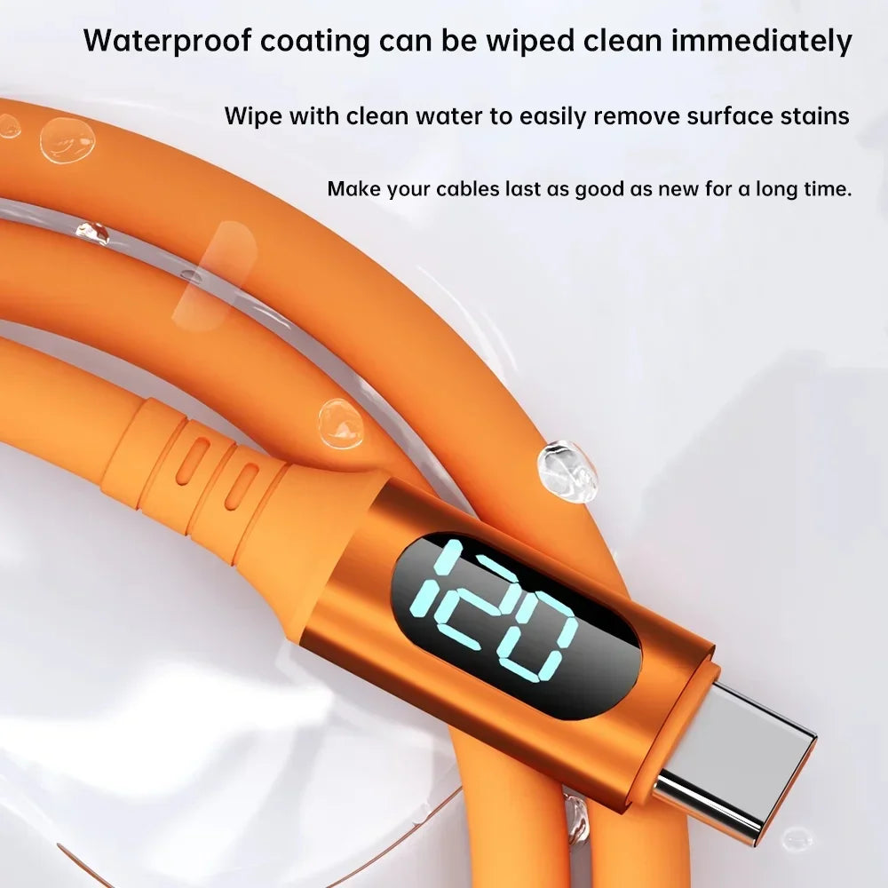 120W Fast Charging USB C Cable with Digital Display | Quick Charge Cord