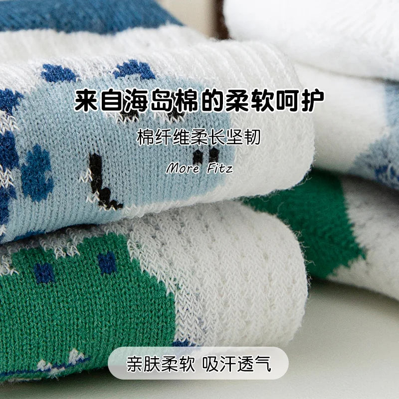 Kids Summer Low Cut Dinosaur Socks | Breathable Cotton & Anti-Odor