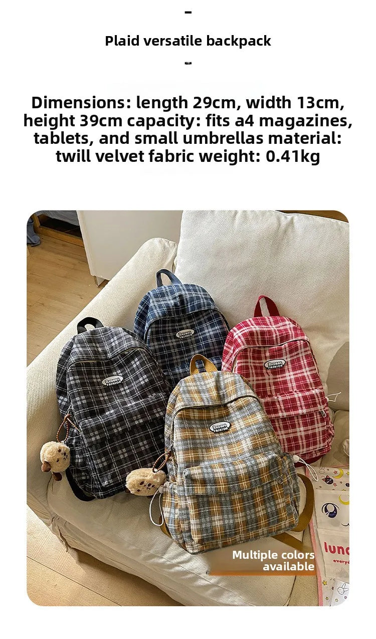 Large Capacity Plaid Backpack | Versatile Travel & School Bag