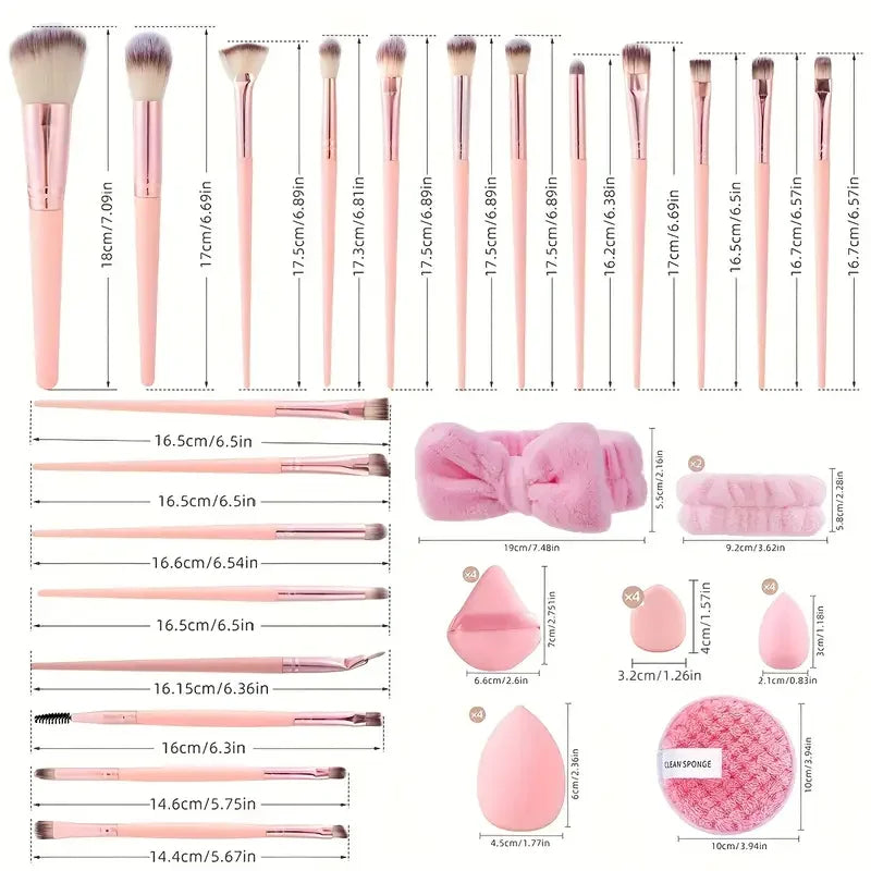 20/40PCS Pink Makeup Brush Set | Complete Soft Wool Fiber Brushes with Beauty Blender for Full Face Makeup 2026