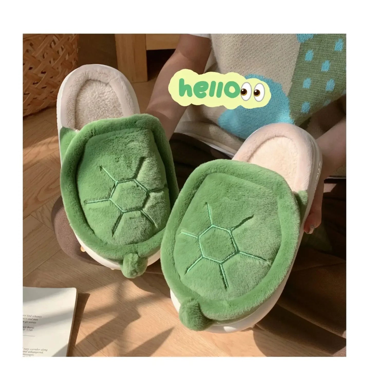 Cute Turtle Plush Slippers | Soft Warm Indoor Winter Footwear