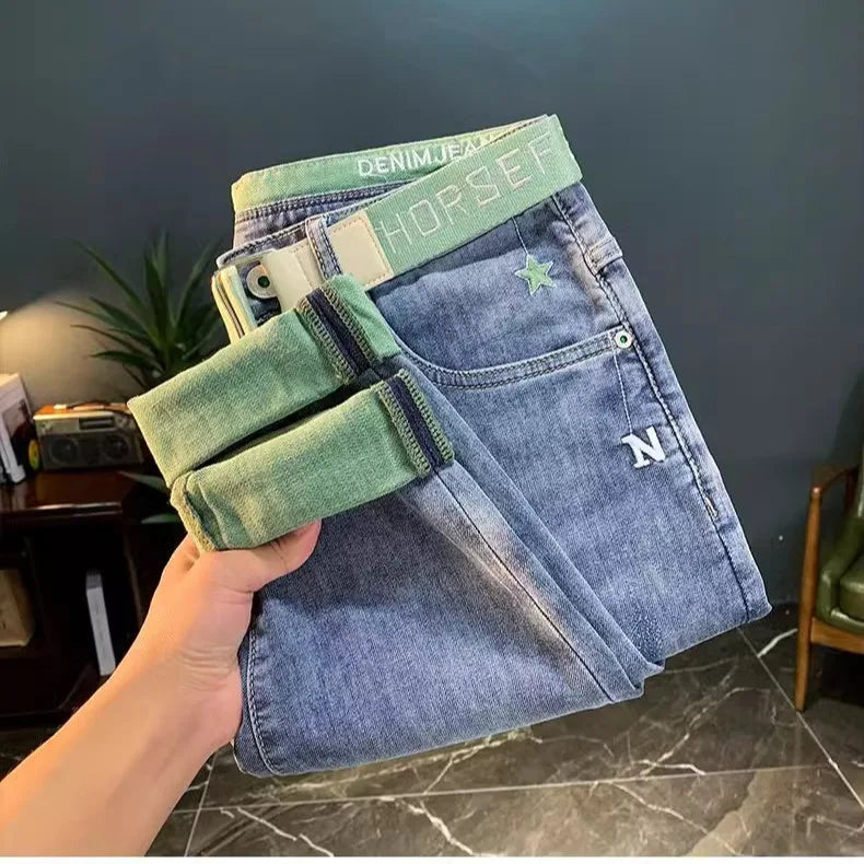 Trendy Men's Cropped Jeans | Casual Loose Fit Denim Pants
