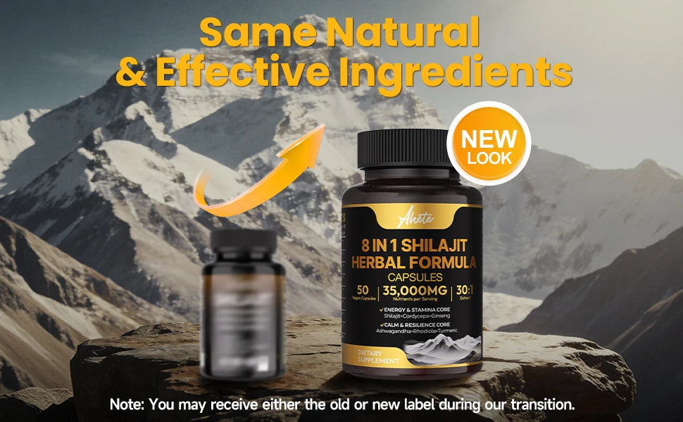 8-in-1 Himalayan Shilajit Capsules for Stress Relief & Vitality