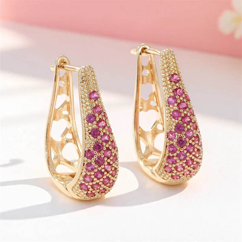 Elegant Green Crystal Hoop Earrings | Vintage Gold Color Jewelry