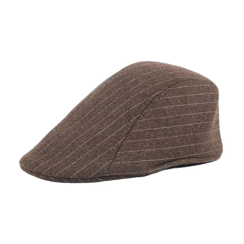 Men's Winter Beret Cap | Warm Plaid Military Hat for Casual Wear