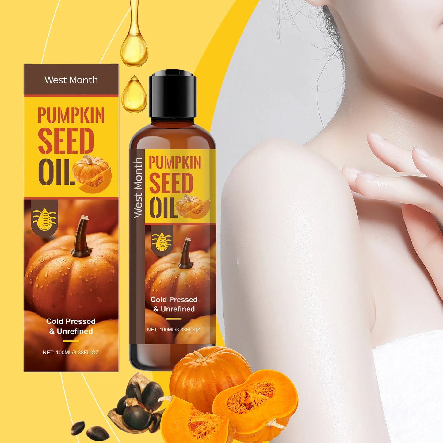 Organic Pumpkin Seed Oil for Hair Growth & Skin Hydration