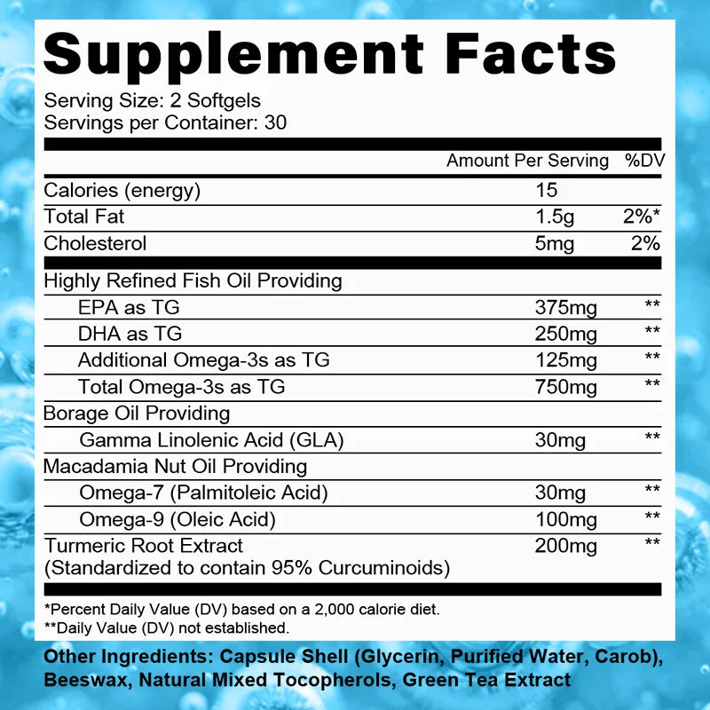 Omega 3 6 9 Turmeric Curcumin - Heart Health Supplement