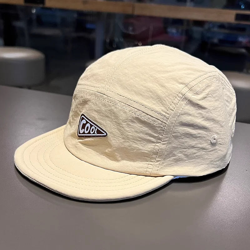 Unisex Vintage 5 Panel Embroidered Short Brim Cap | Quick Dry Hat