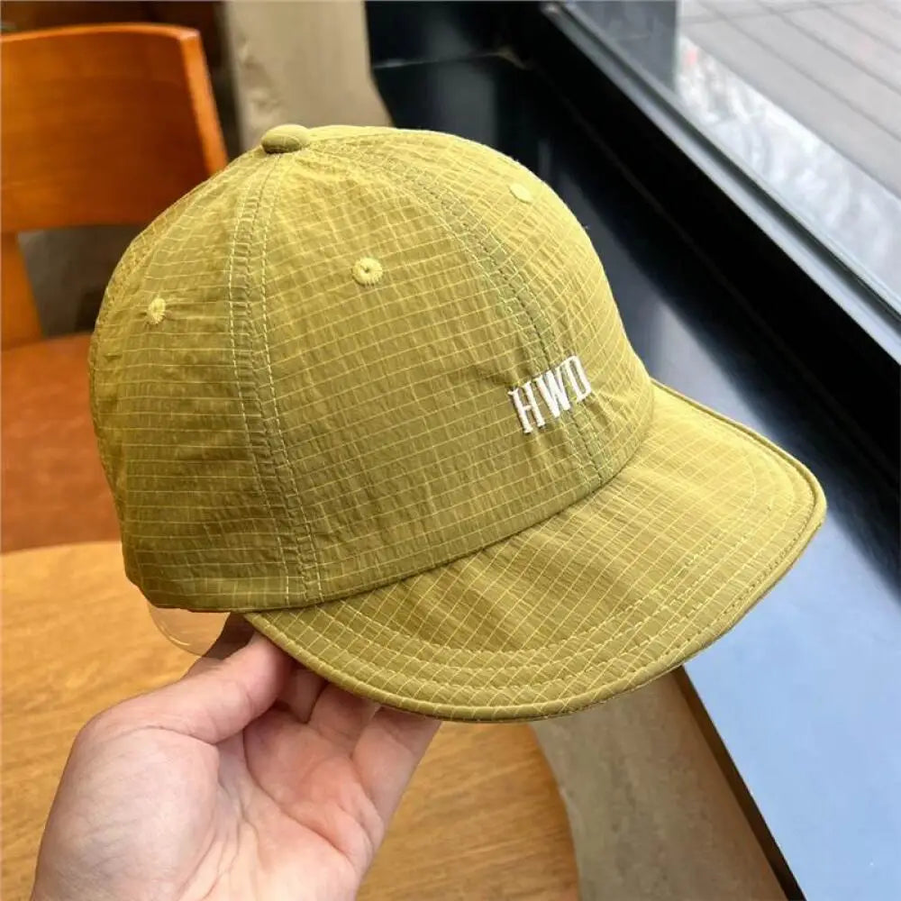 Korean Plaid Mesh Baseball Cap | Quick Dry Unisex Outdoor Hat