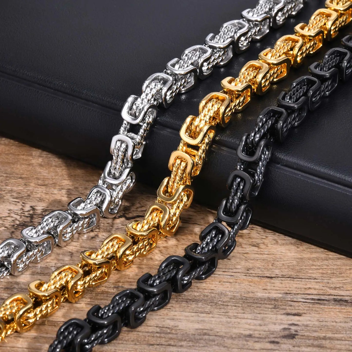 Stainless Steel Byzantine Bracelet | Vintage Style Chain Wristband