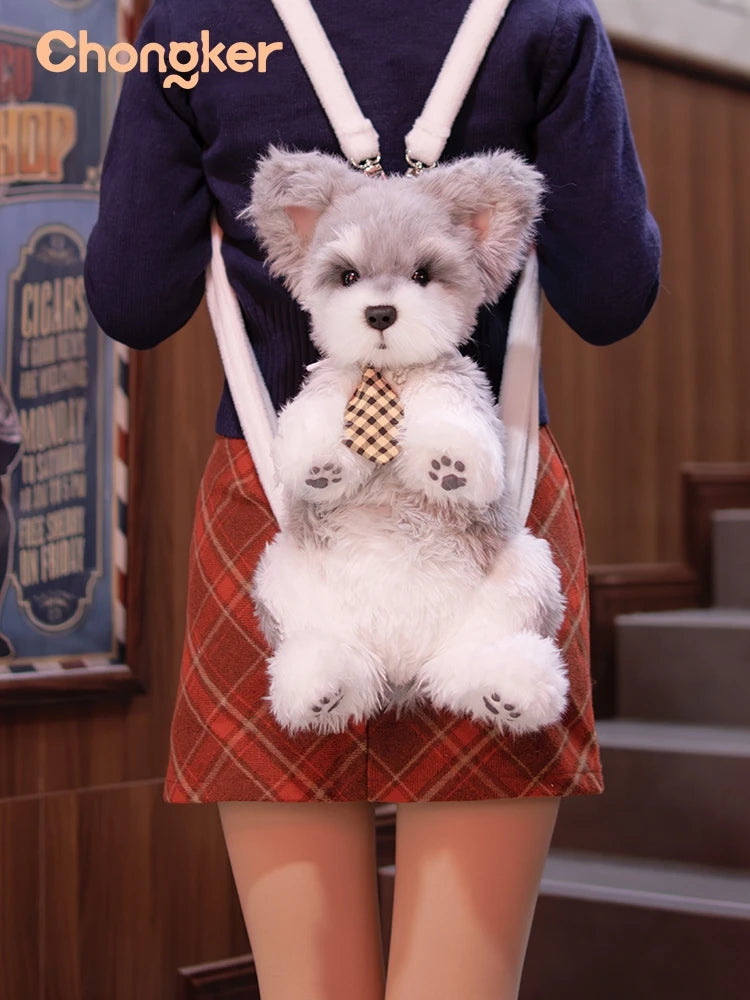 Trendy Cartoon Schnauzer Plush Backpack | Stylish Women's Bag