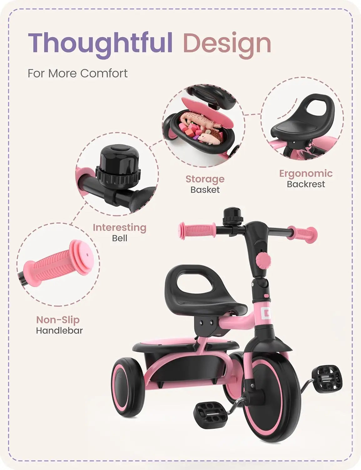 Toddler Tricycle with Bell | Safe Fun for Kids Ages 18 Months to 5 Years