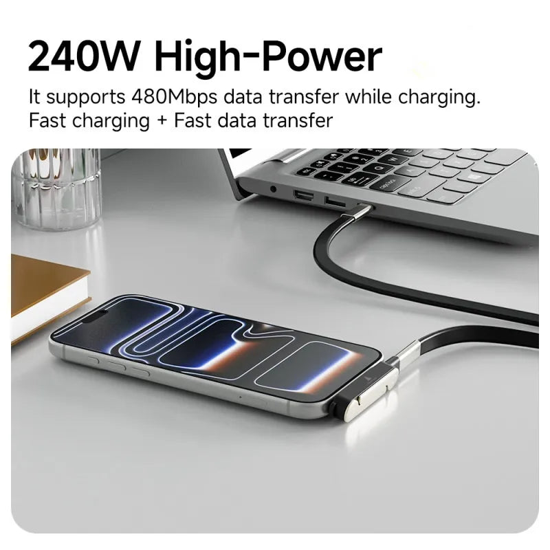 240W PD Type C Fast Charging Cable & Foldable Phone Stand
