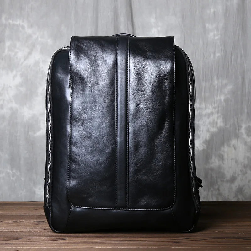 Men's Retro Cowhide Backpack | Stylish Large Capacity Leather Bag