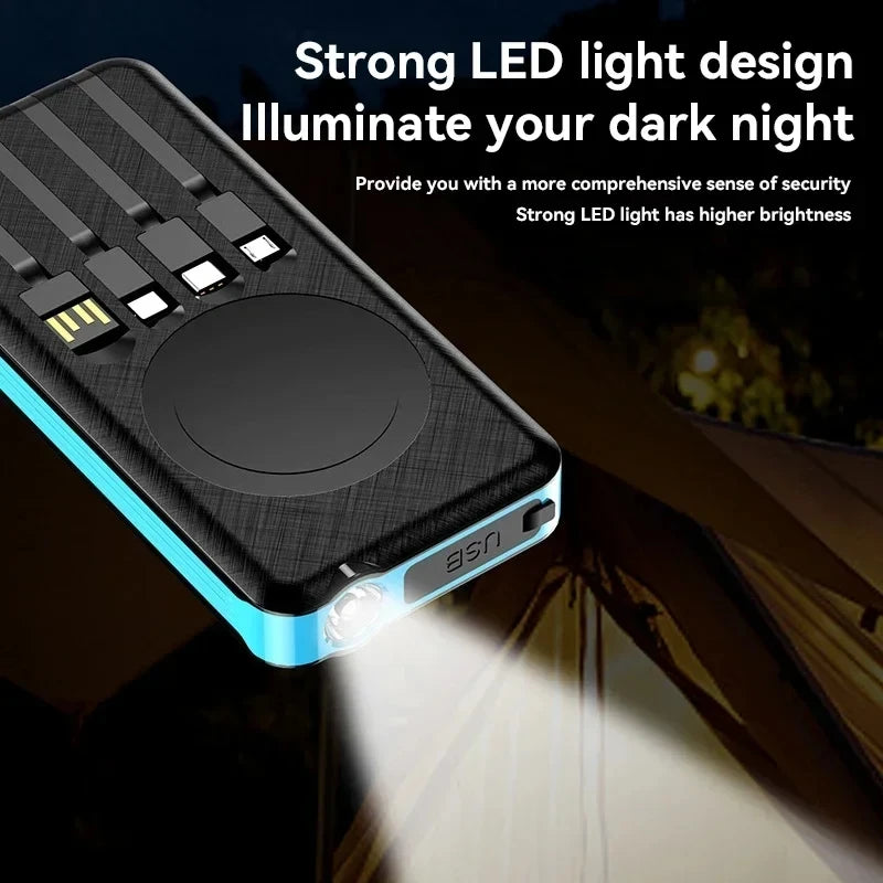 50000mAh Solar Power Bank with Wireless Fast Charging & Dual USB