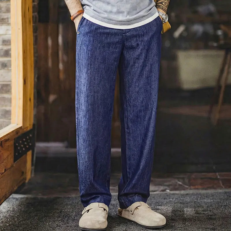 Vaqueros holgados ligeros de mezclilla vintage para hombre | Pantalones casuales de pierna ancha