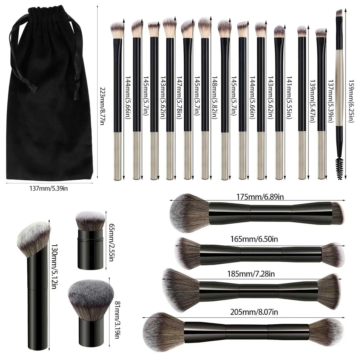20-Piece Double Ended Makeup Brush Set for Flawless Application