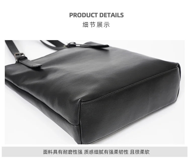 Soft Leather Tote Bag for Men | Large Capacity Business Casual