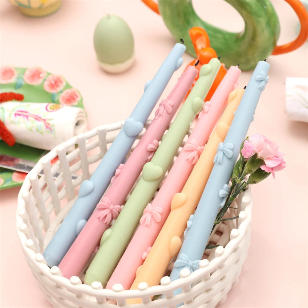 Silicone Bow and Heart Taper Candle Mold for Homemade Decor