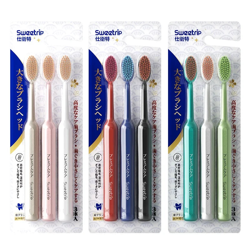 Large Head Wide Toothbrush Set | Deep Cleaning Adult Toothbrushes
