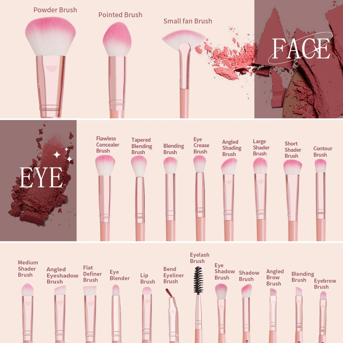 27 Piece Makeup Brush Set | Complete Beauty Kit with Travel Bag