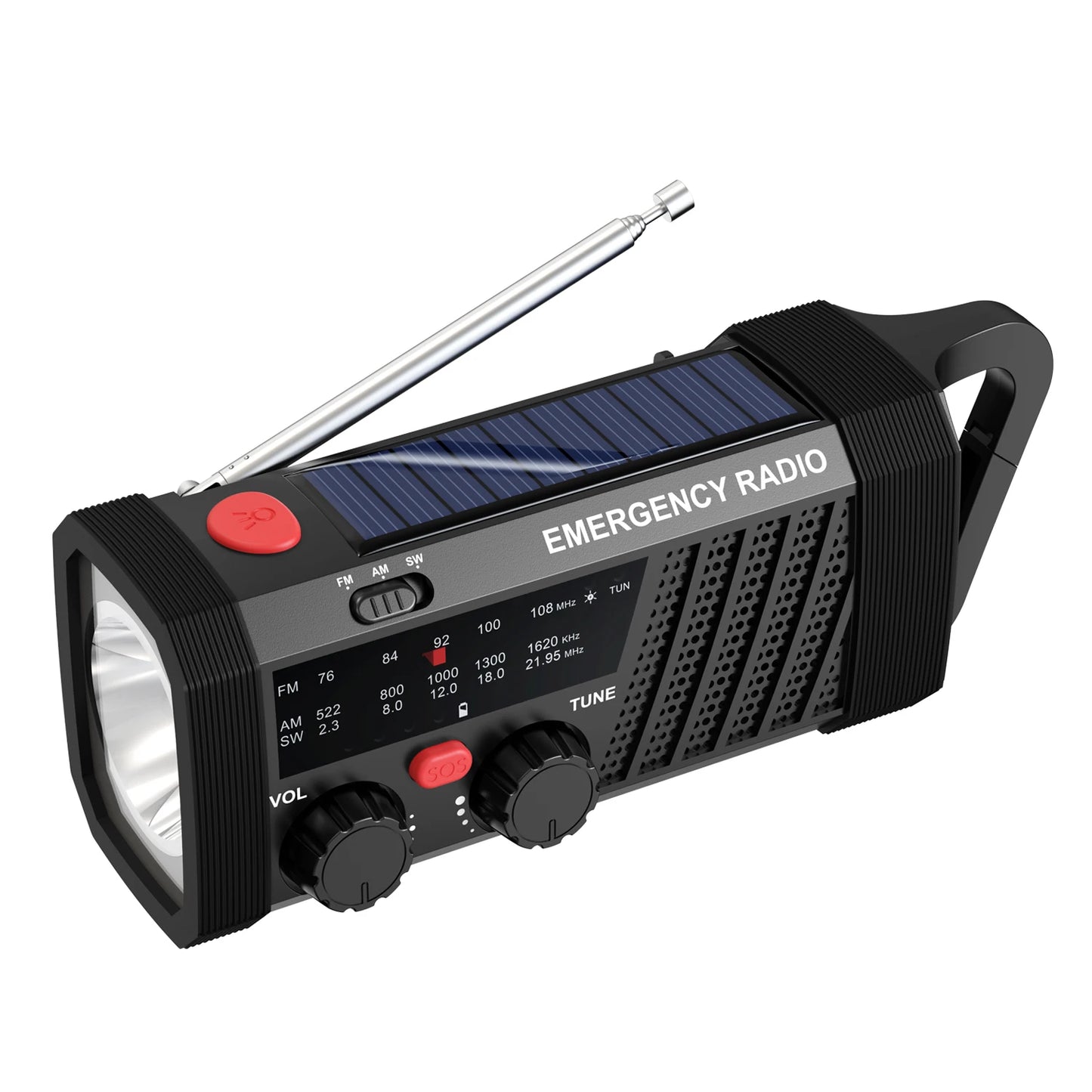 Emergency Radio with SOS Alarm & Flashlight for Survival
