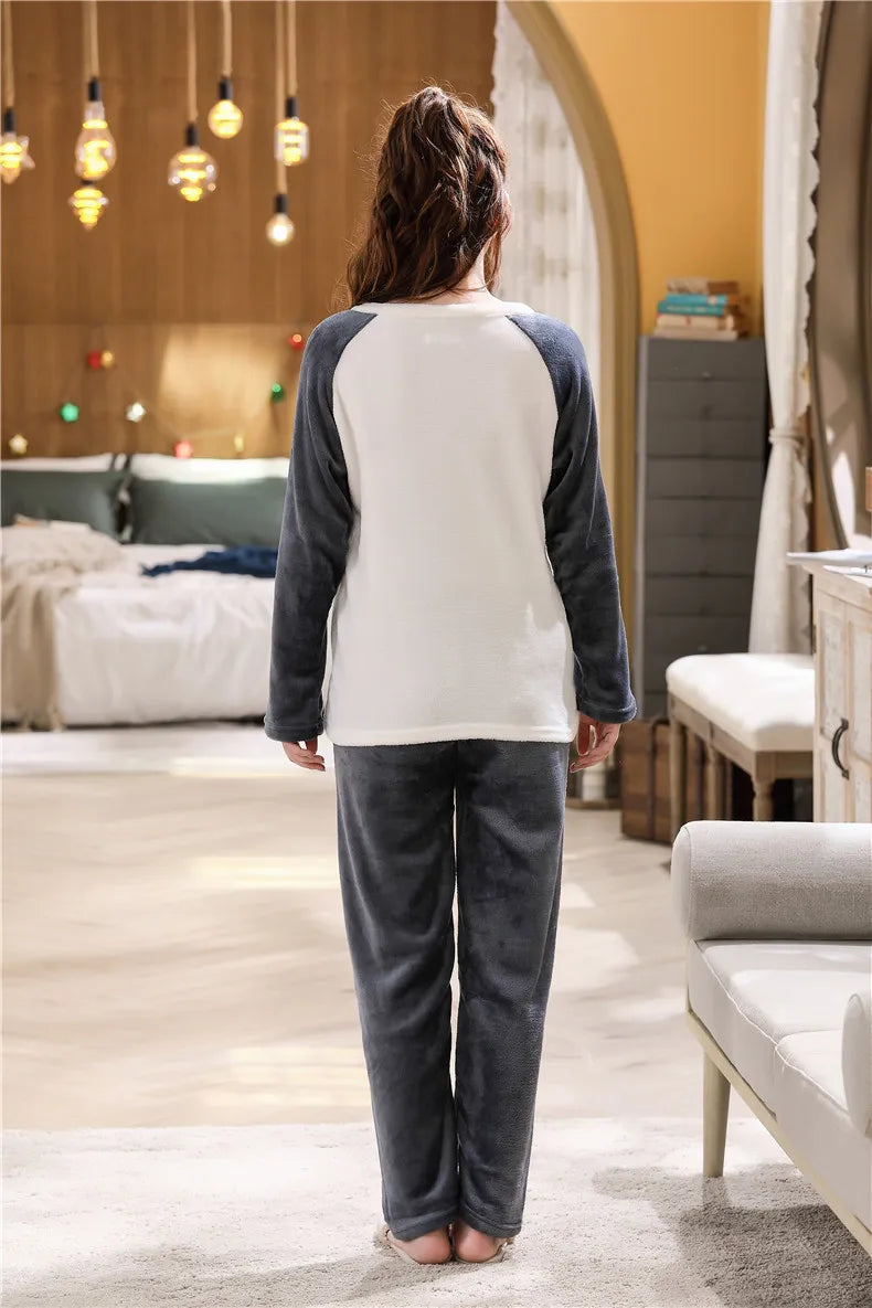 Cozy Flannel Pajamas Set for Couples | Warm Homewear Comfort