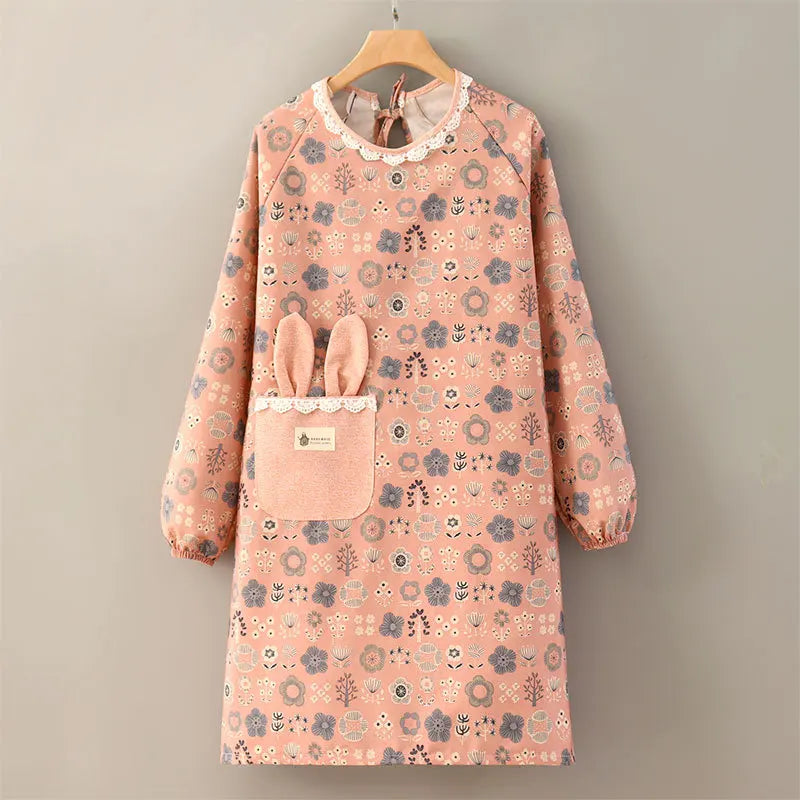Flower Printed Kitchen Apron | Stylish Cooking Smock for Home