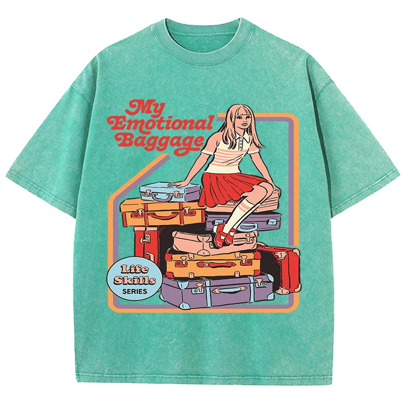 Unisex Emotional Baggage Printed Summer Crewneck T-Shirt