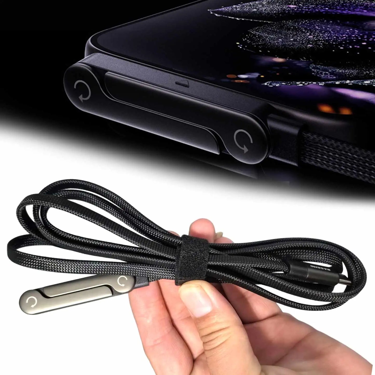 Fast Charge USB-C Braided Cable with Built-in Phone Stand | 240W