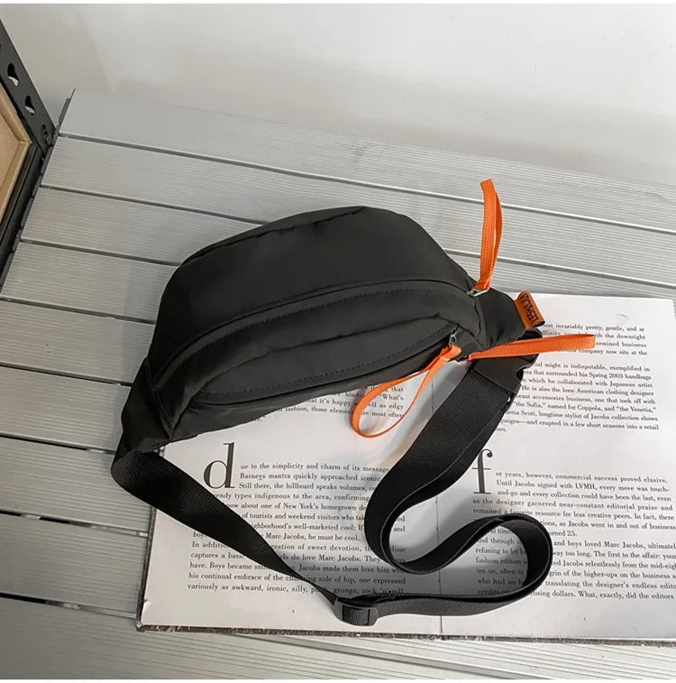 Street Casual Hip Hop Sport Fanny Pack Men Women Waterproof Functional Crossbody Bag Fashion Motorcycle Chest Bag Green Orange