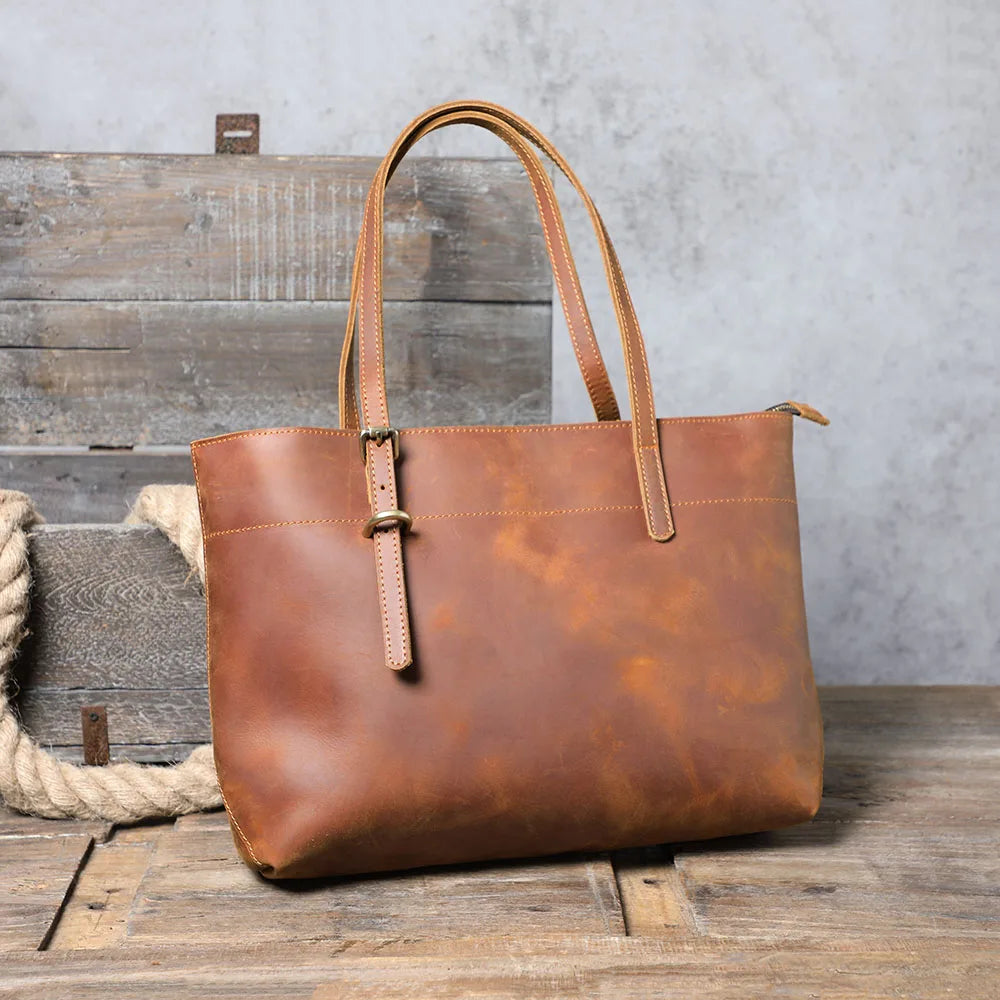 Vintage Genuine Leather Men's Tote & Briefcase | Stylish & Versatile