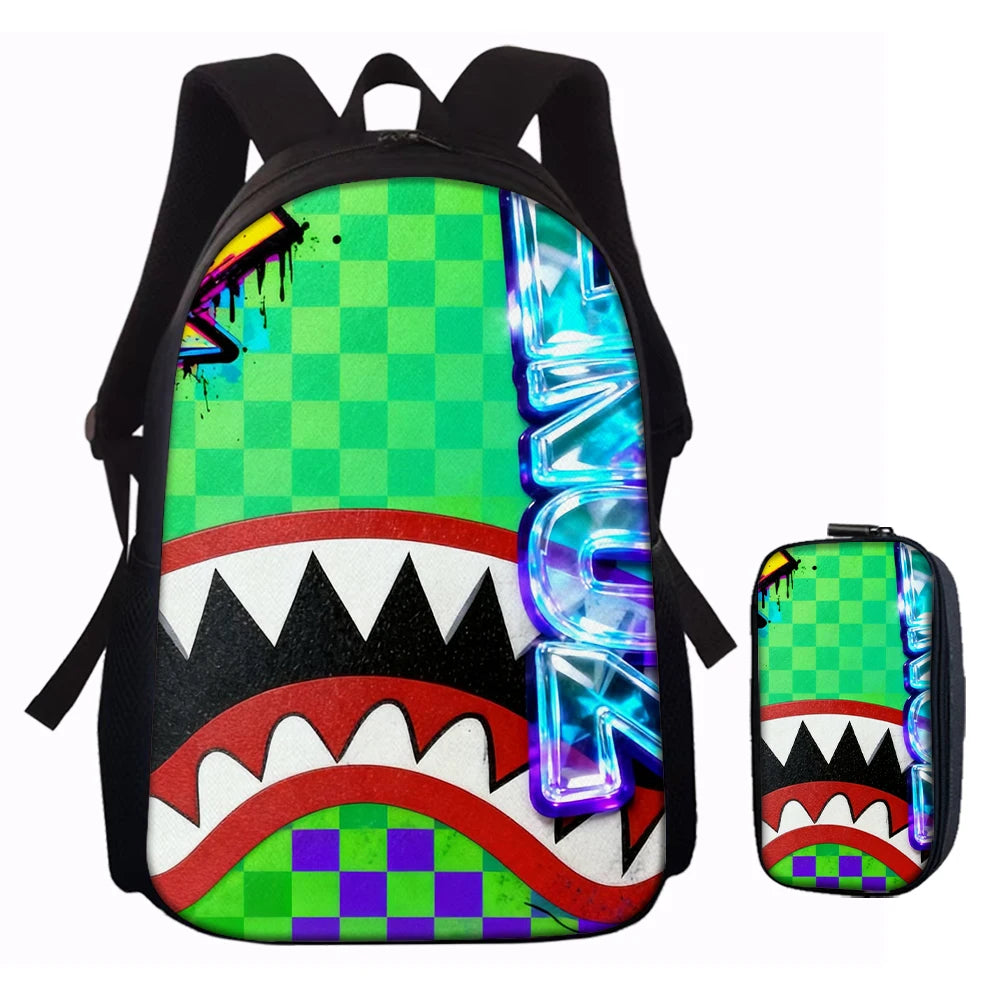 Trendy Shark Graphic Backpack Set | Ideal for School & Adventures