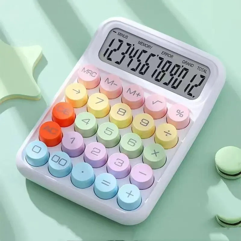 Cute Candy Color Mechanical Calculator | 12-Digit Office Tool