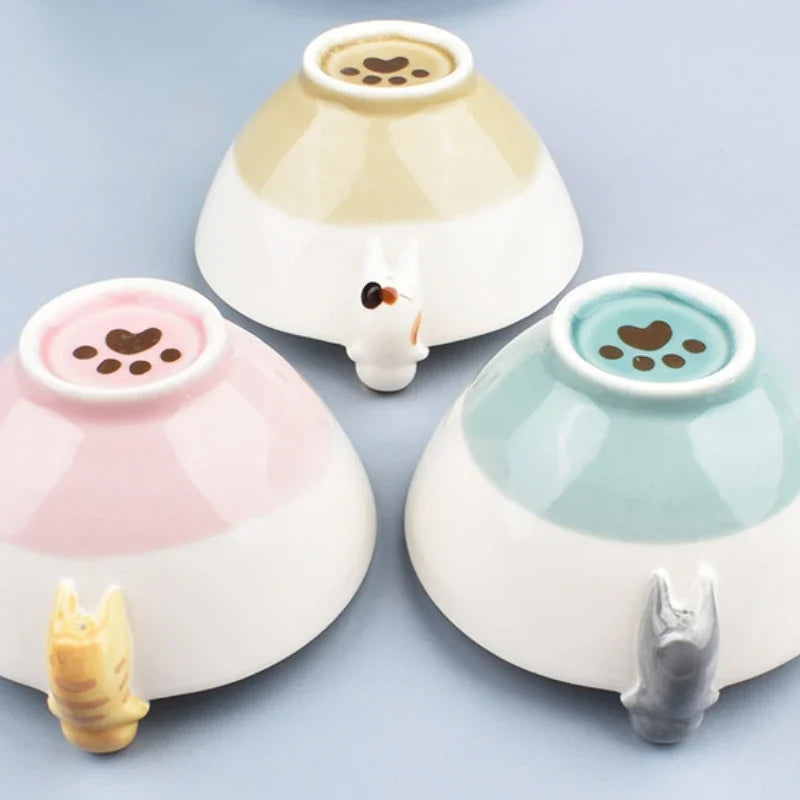 Cute Cartoon Cat Ceramic Rice Bowl | Japanese Style Tableware