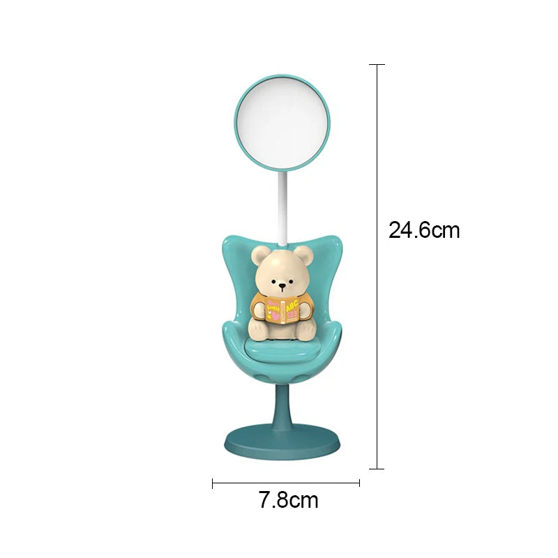 Bonita lámpara de escritorio LED flexible de oso con soporte para teléfono | Iluminación acogedora