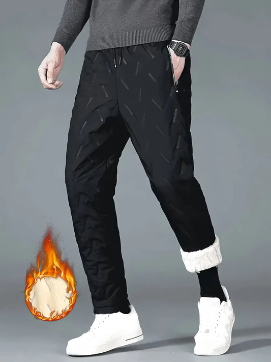 Pantalones de chándal térmicos forrados de felpa para hombre | Pantalones cálidos de invierno