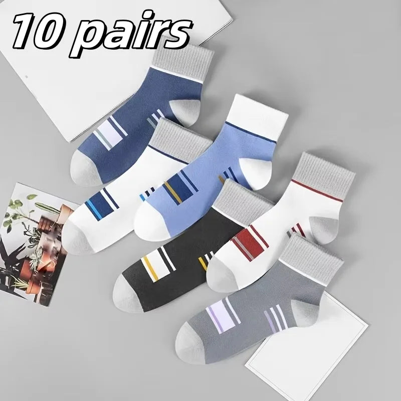 10 Pairs Men’s Cotton Short Socks | Breathable Low-Cut Ankle Socks