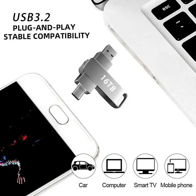 16TB USB 3.2 Flash Drive | Super High Speed Waterproof Stick
