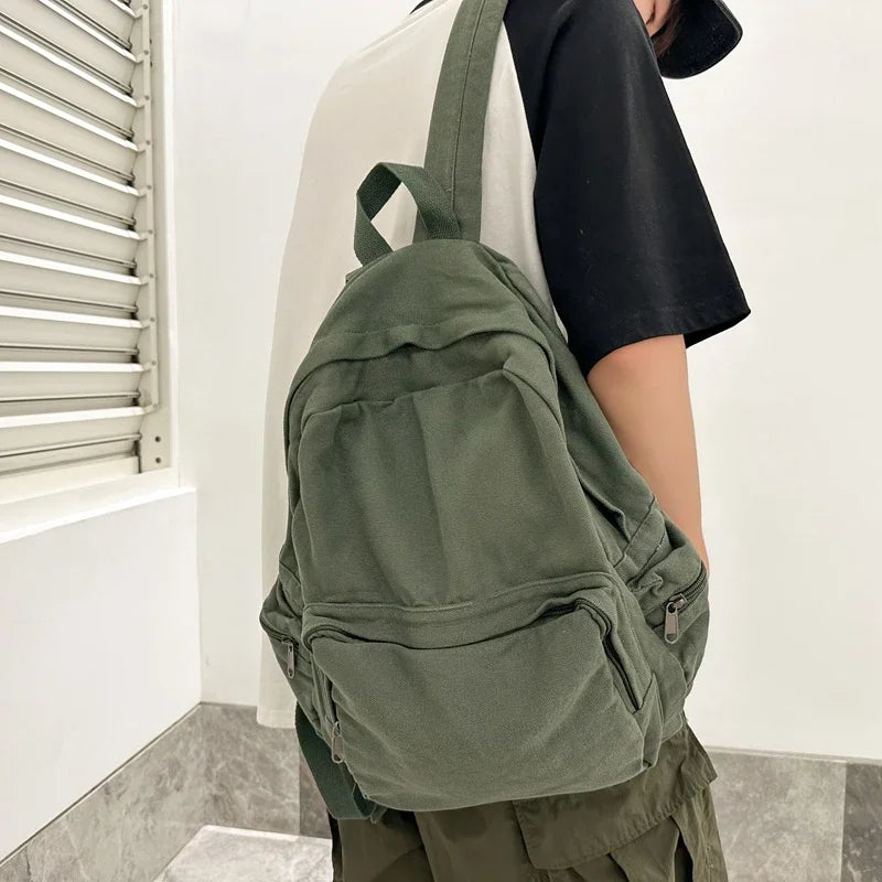 Vintage Washed Canvas Backpack | Stylish School & Travel Bag
