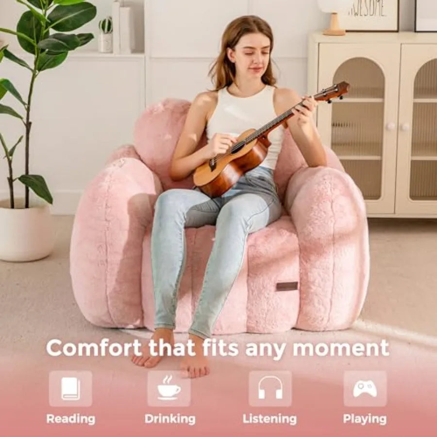 Puf en forma de nube rosa | Sofá suave y cómodo para la relajación