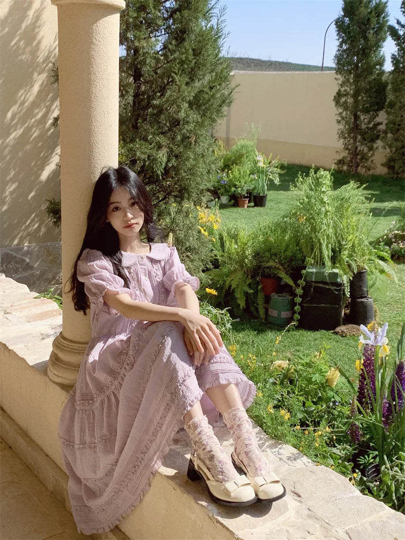Stylish Korean Lace Flower Long Socks for Women | Breathable Comfort