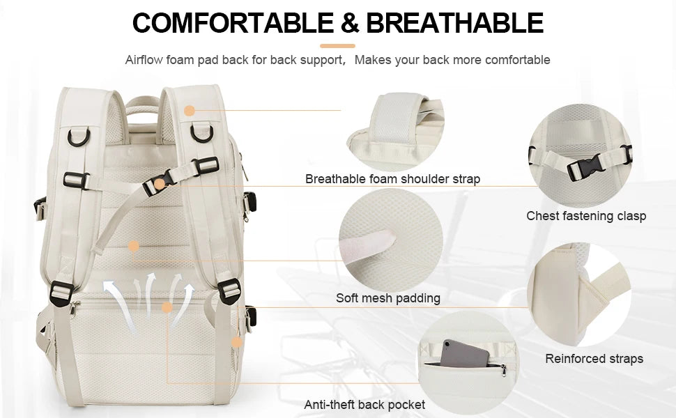 Expandable Women's Travel Backpack | Waterproof Hiking Laptop Bag