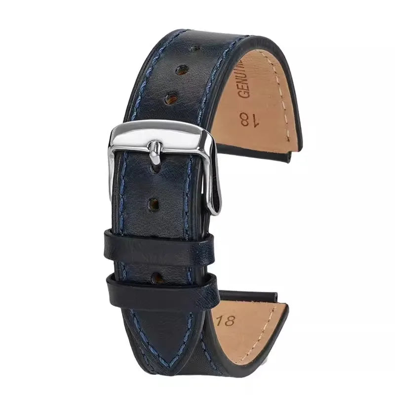 Retro Genuine Leather Watchband | Vintage Men's Bracelet 18MM