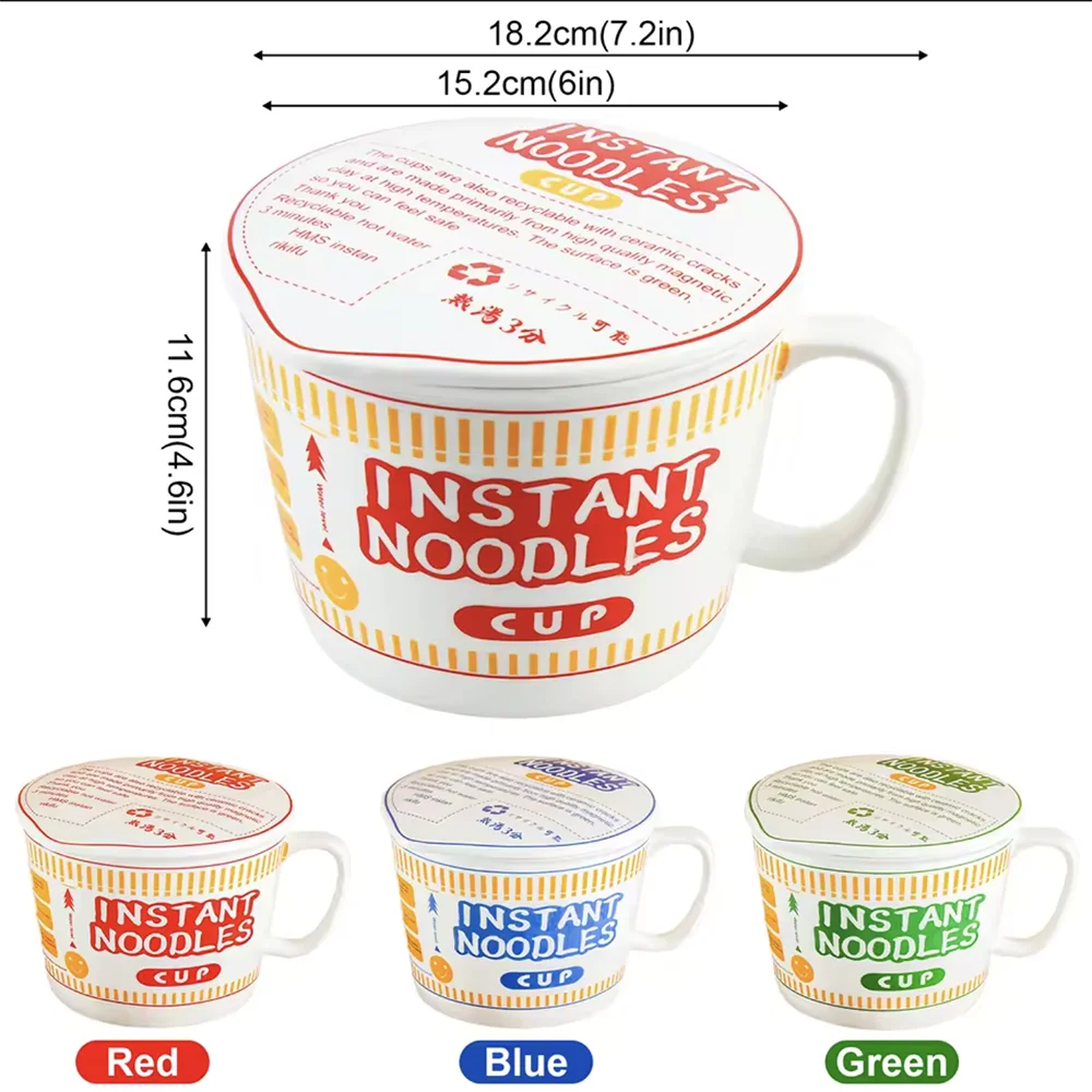 Cuenco de ramen de gran capacidad con asa | Elegante cuenco de cerámica para fideos